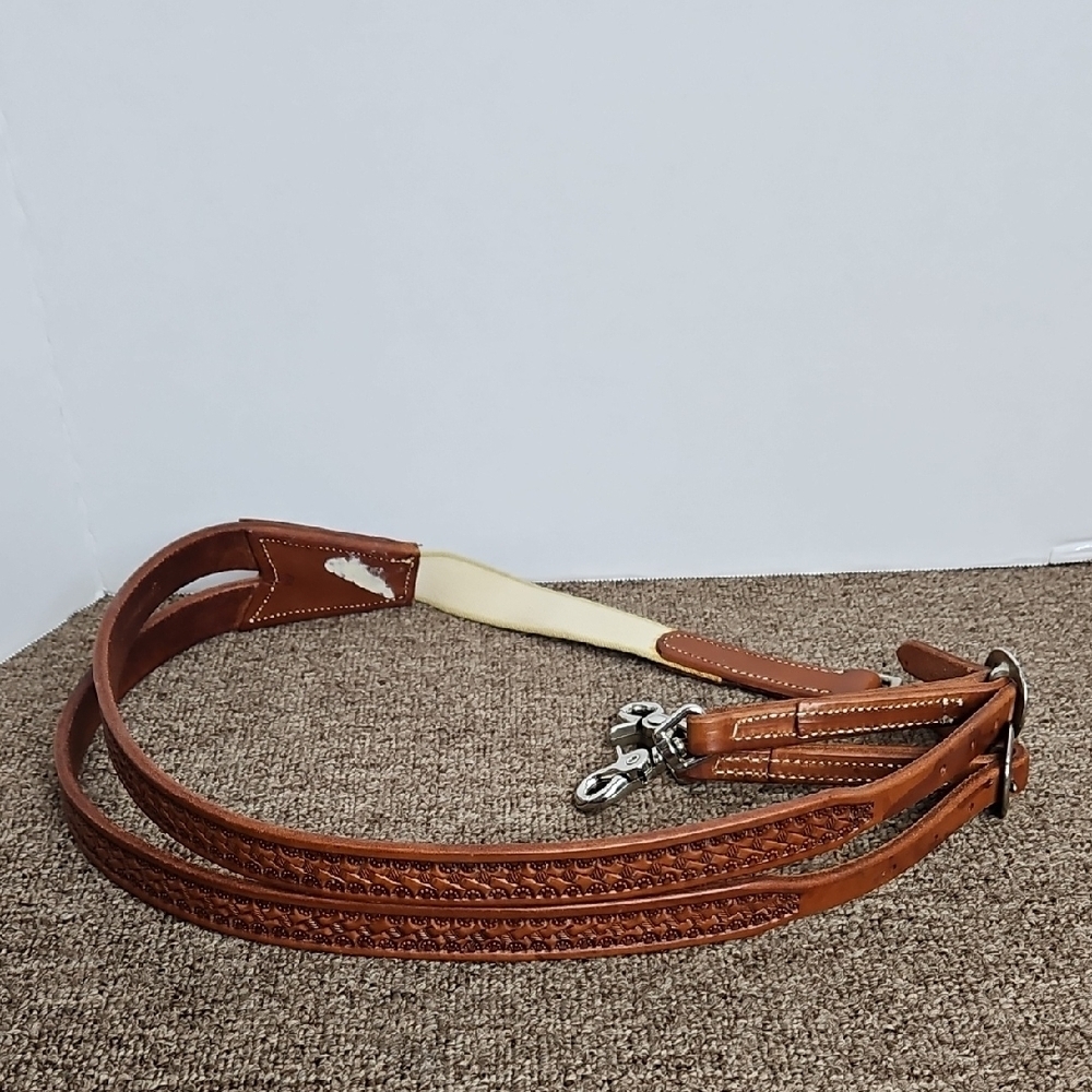 Hunn Saddlery Maker Quality Leather Suspenders Sz Med Adjustable Silver Hardware